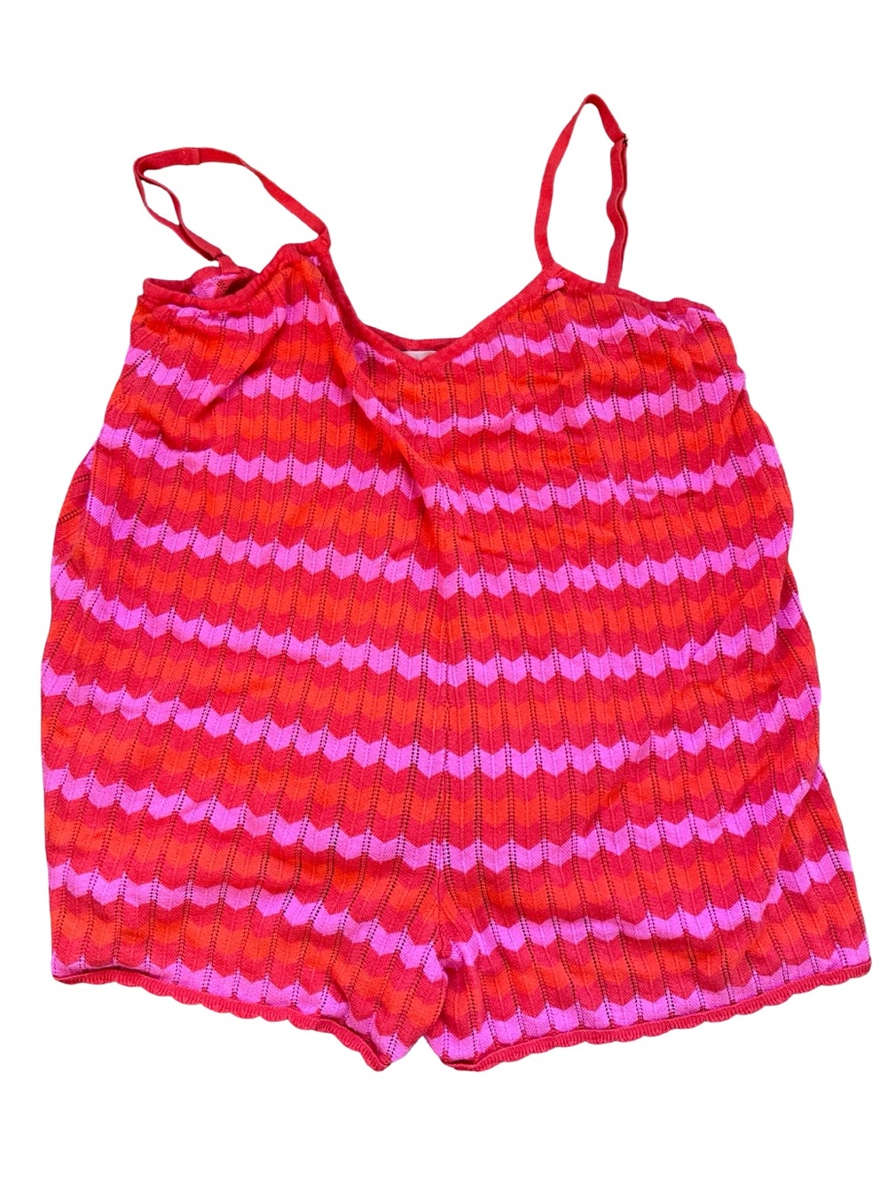 Women’s Show Me Your MuMu Red & Pink Striped Knit Cami Romper Small